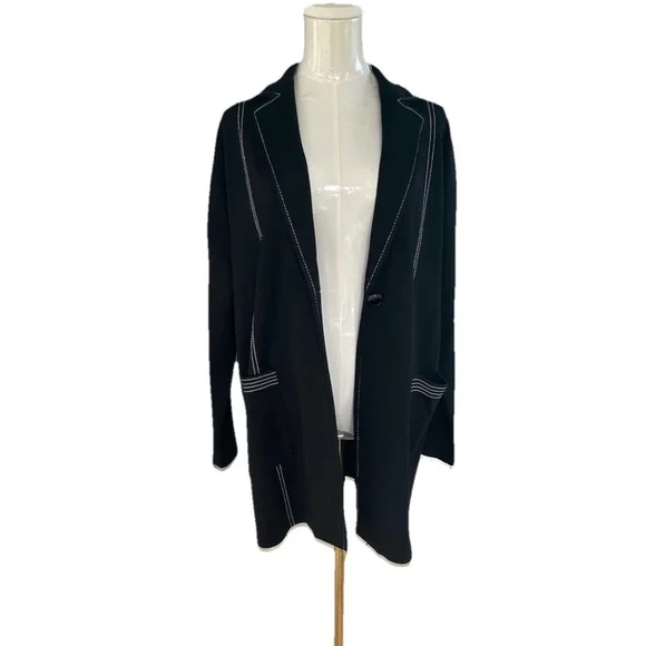 St. John Black Wool Blend One Button SingleJacket Size Small - Picture 6 of 12